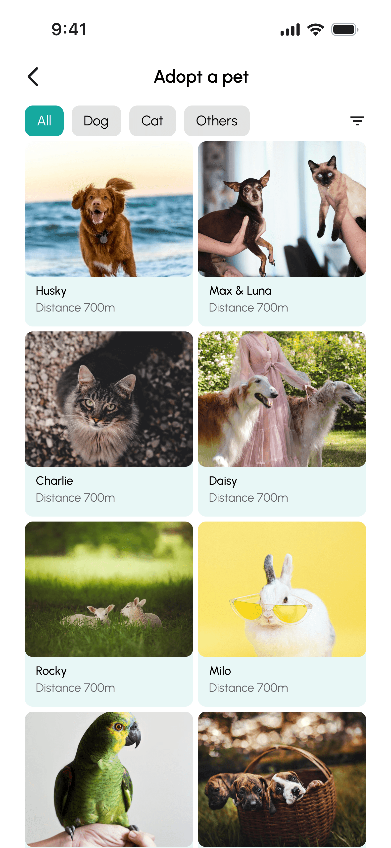 Happy dog running on a beach with waves in the background.